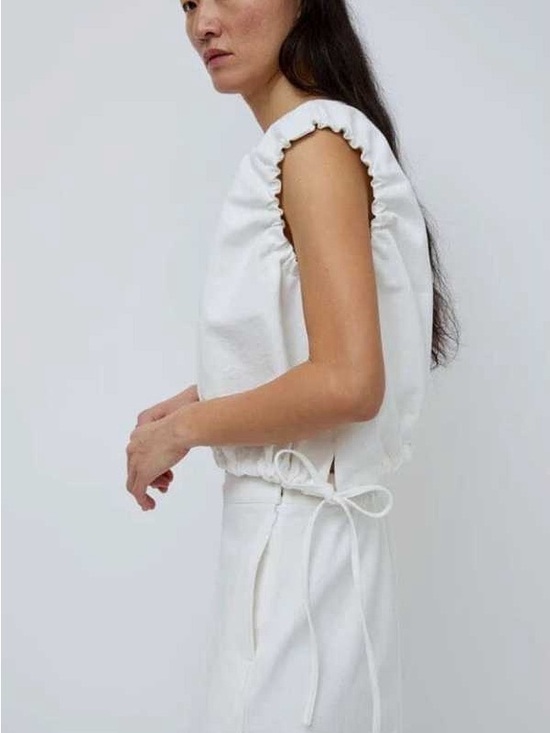 No. 6 Tops - No.6 Anabel White Sleeveless Drawstring Top